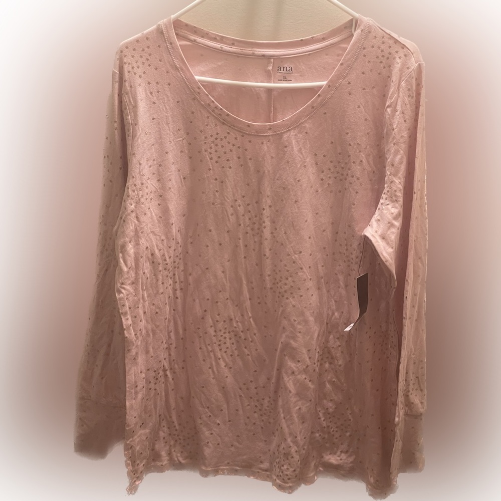 a.n.a Pink long sleeve Women's blouse with gold stars